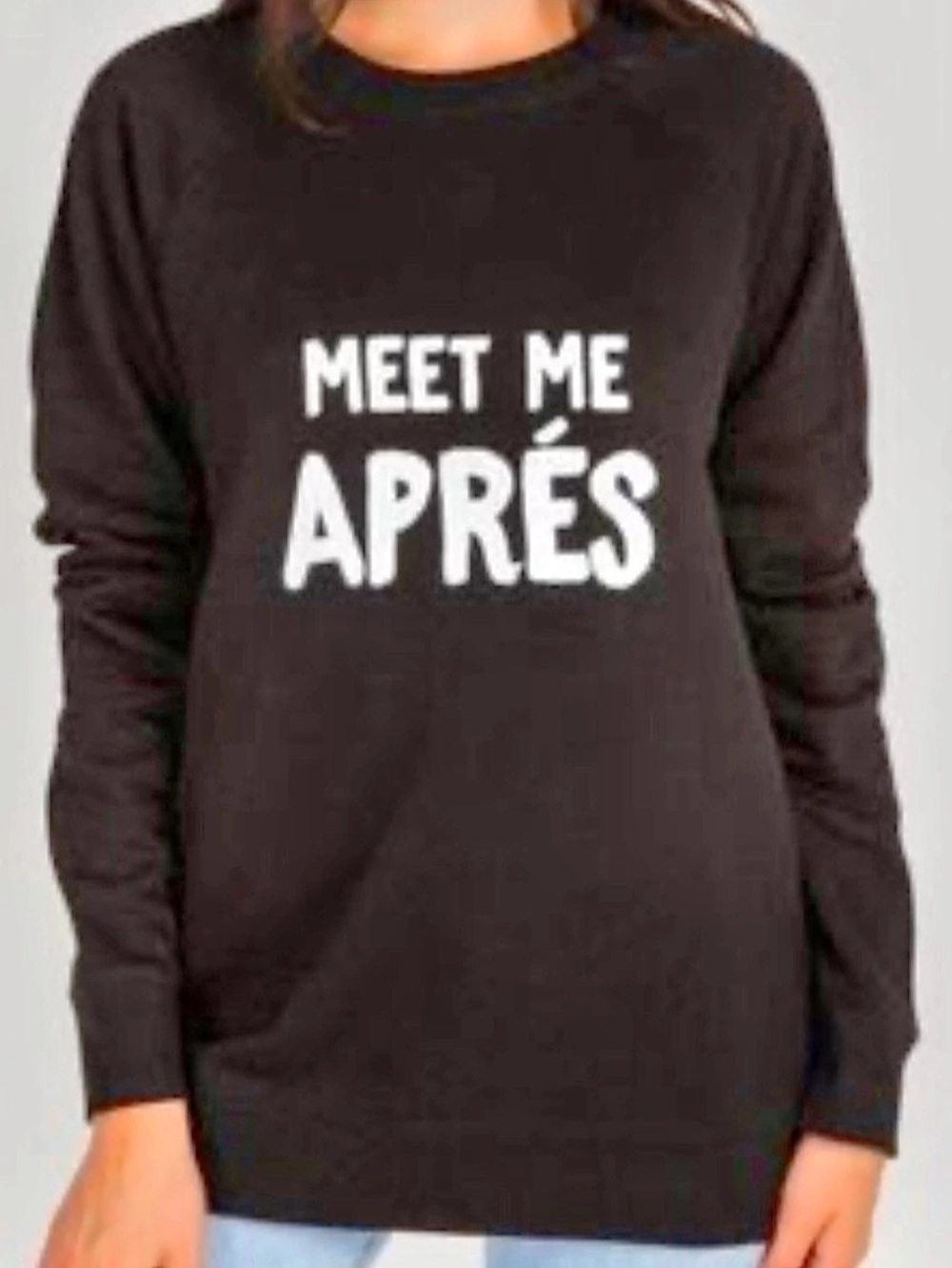 Brunette the Label Meet Me Après Black Graphic Sweatshirt Size L/XL